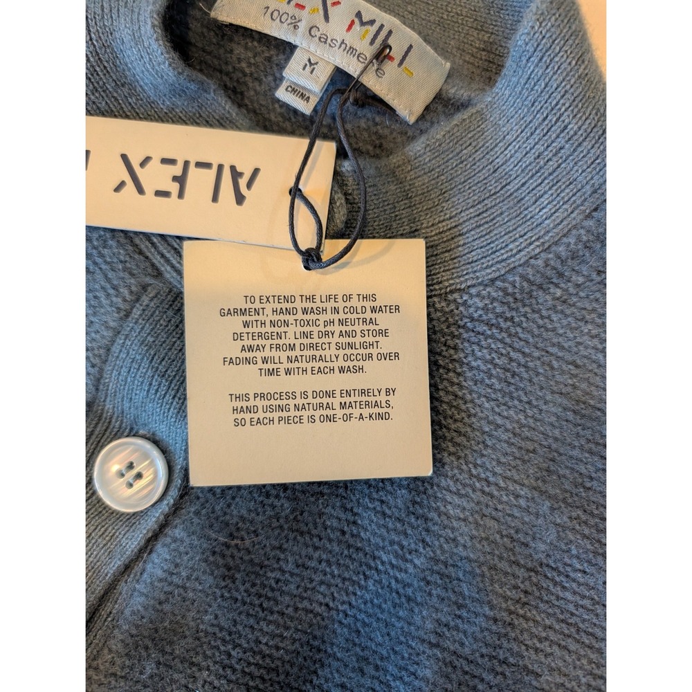 Alex Mill Nico Cardigan 100% Cashmere Light Indigo Hand Dyed Blue Sweater Medium - Picture 5 of 10